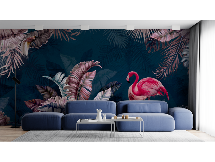 N°106 Papier peint Jungle Tropical & Flamand Rose