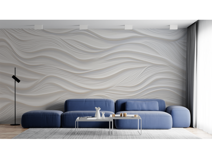 N107 Papier peint Vagues Blanche