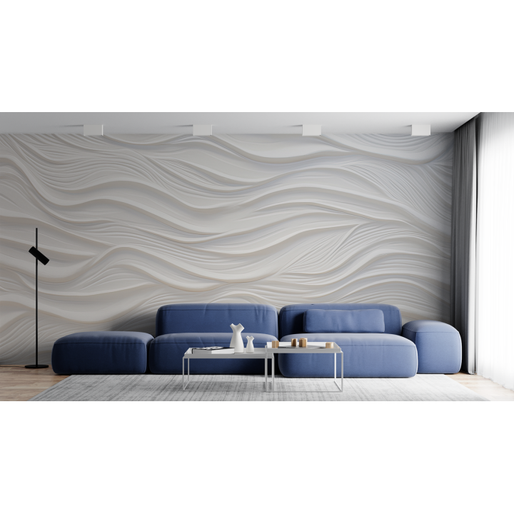 N107 Papier peint Vagues Blanche