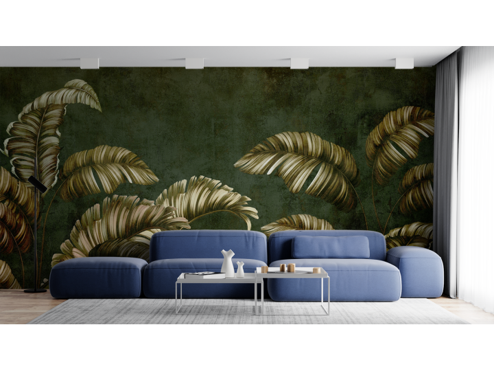 N108 Papier peint Jungle Tropicale Couleur Olive