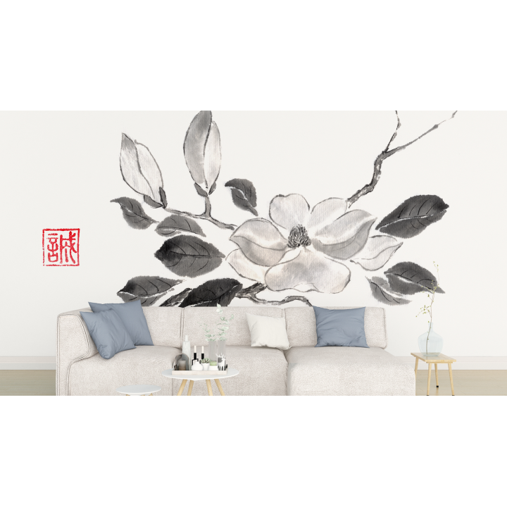 N124 Papier peint Le Lotus à lencre de Chine