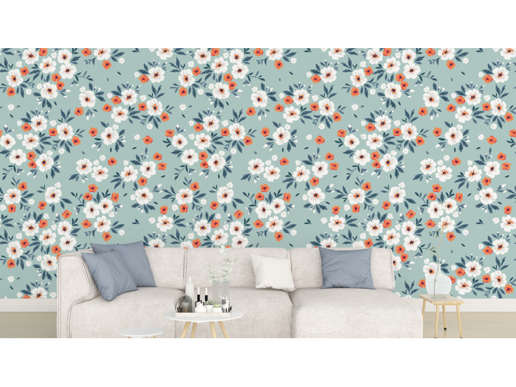 N°126 Papier peint Fleurs blanches