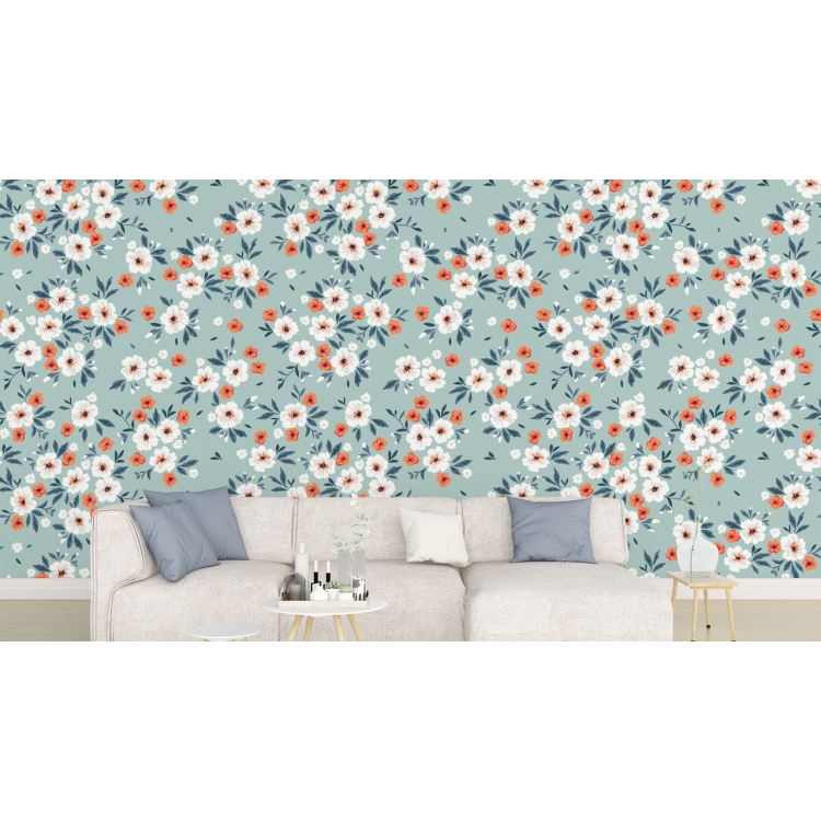 N&deg;126 Papier peint Fleurs blanches