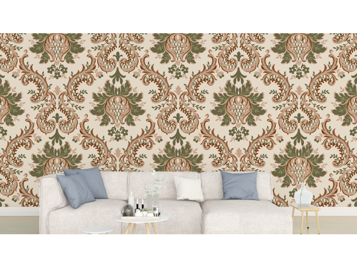 N128 Papier Peint Motif de feuillage