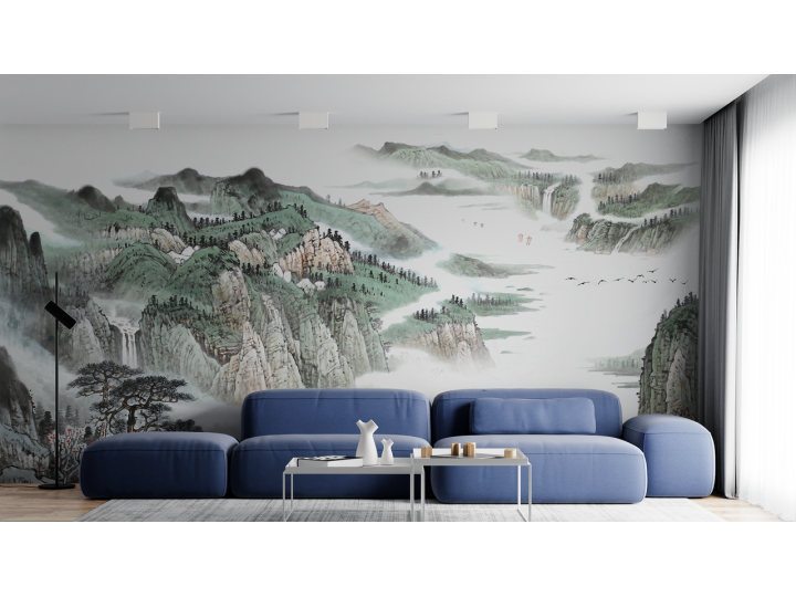 N134 Papier peint Montagne brumeuse