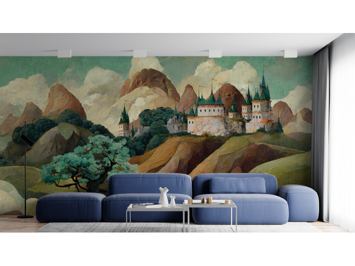 N135 Papier peint Le château sur la colline
