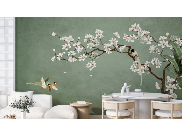 N°147 Papier peint La branche et les moineaux
