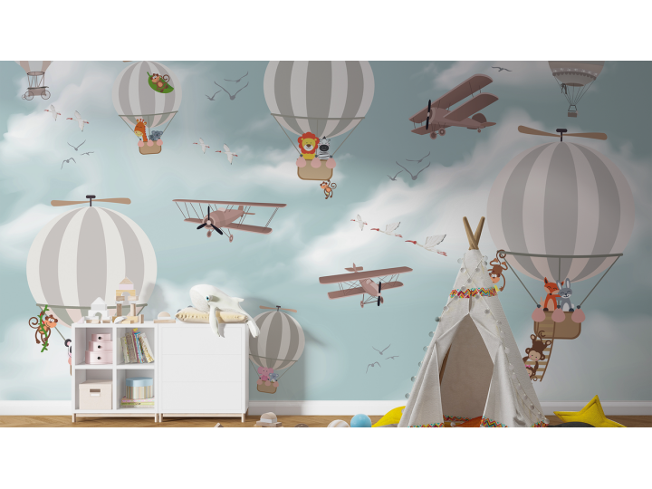 N151 Papier peint Les mongolfières  les avions