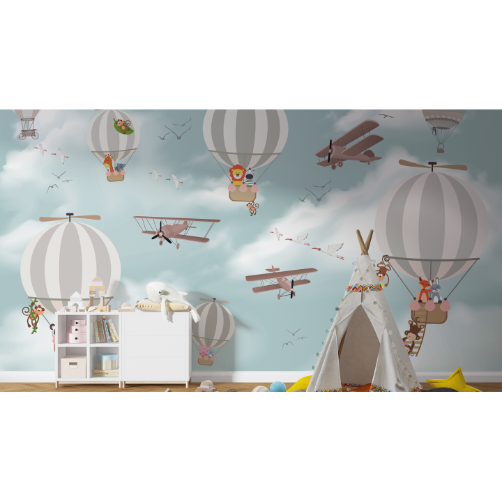N151 Papier peint Les mongolfières  les avions