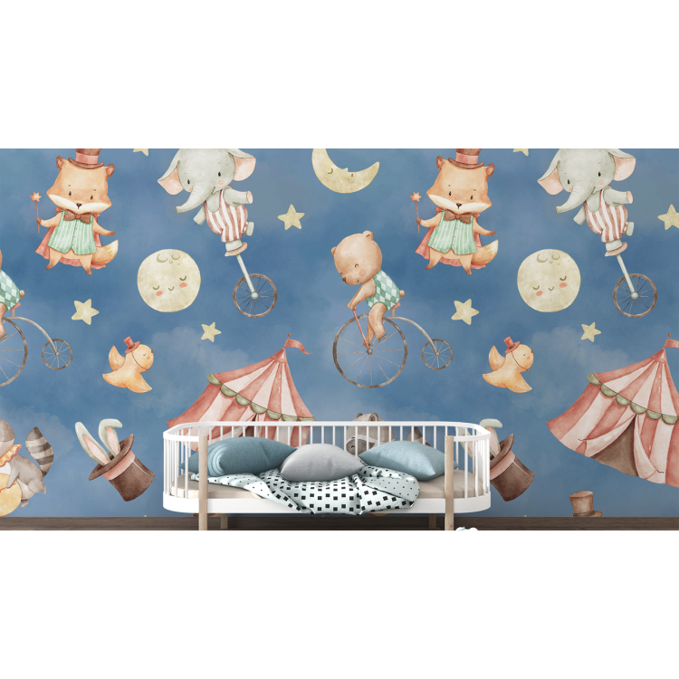 N&deg;158 Papier peint Les petits animeaux & la nuit &eacute;toil&eacute;
