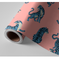 N&deg;167 Papier Peint Tigre bleu sur fond rose