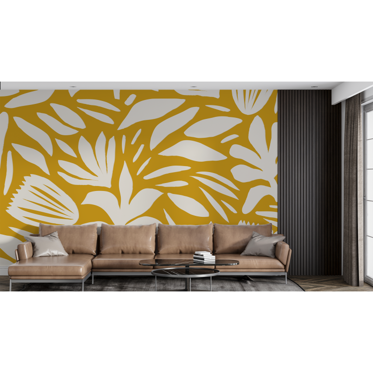 N&deg;172 Papier peint Motifs Floraux Jaune