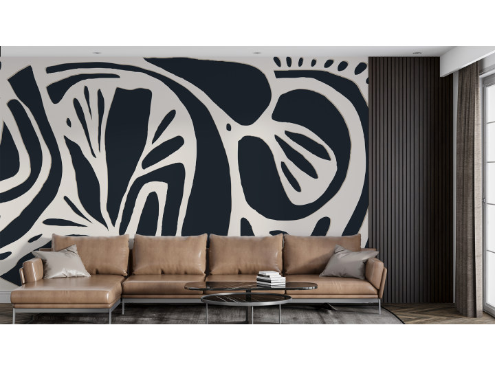 N174 Papier peint Motifs Floraux Noir