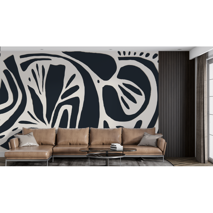 N174 Papier peint Motifs Floraux Noir