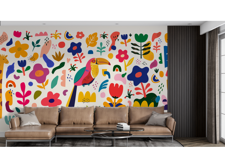 N175 Papier peint motif naturel coloré