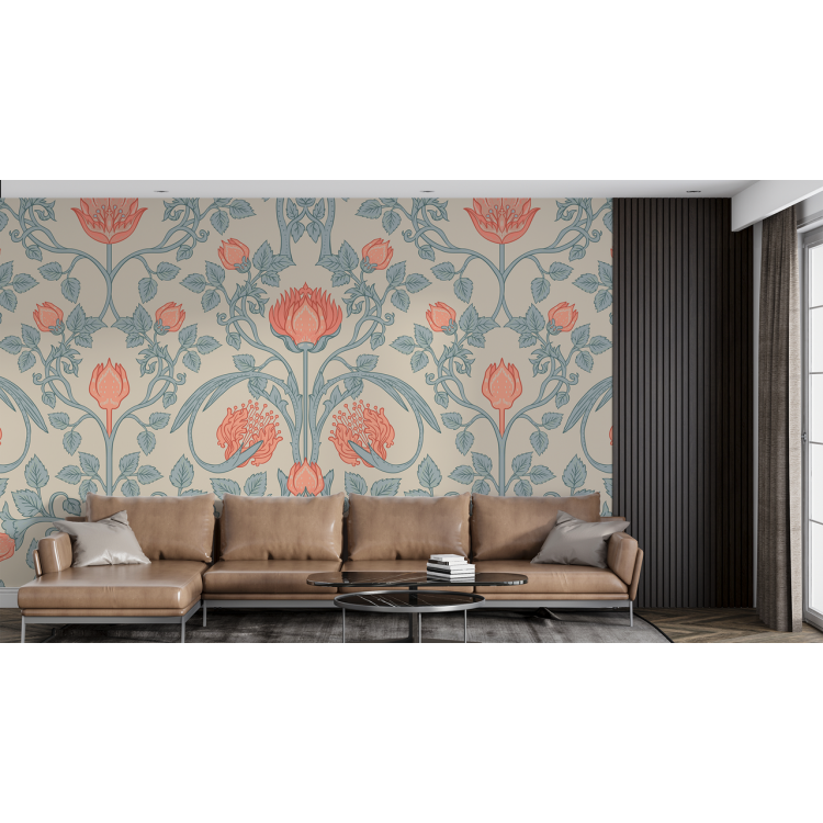 N&deg;178 Papier peint Graphisme forale rose