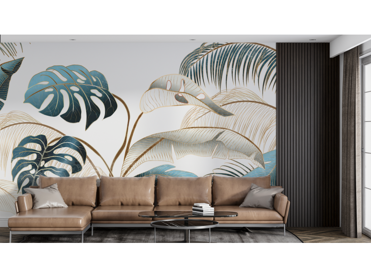 N°183 Papier peint Plantes tropicales dorées