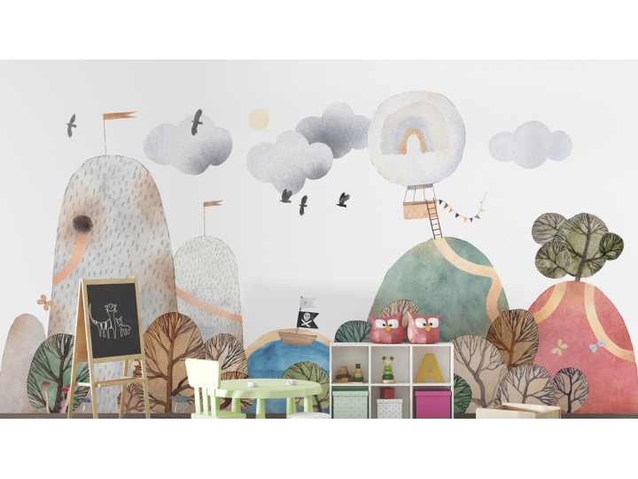 N197 Papier peint Les collines daquarelle