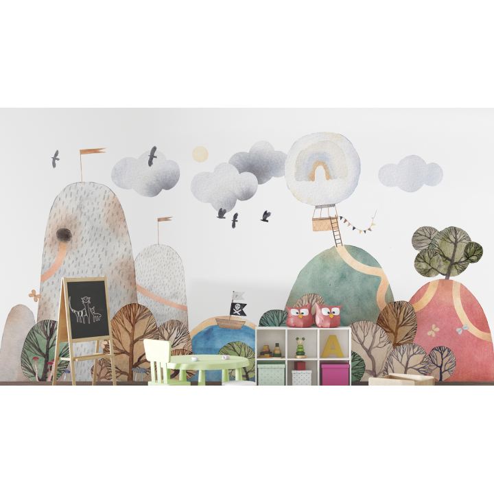 N197 Papier peint Les collines daquarelle