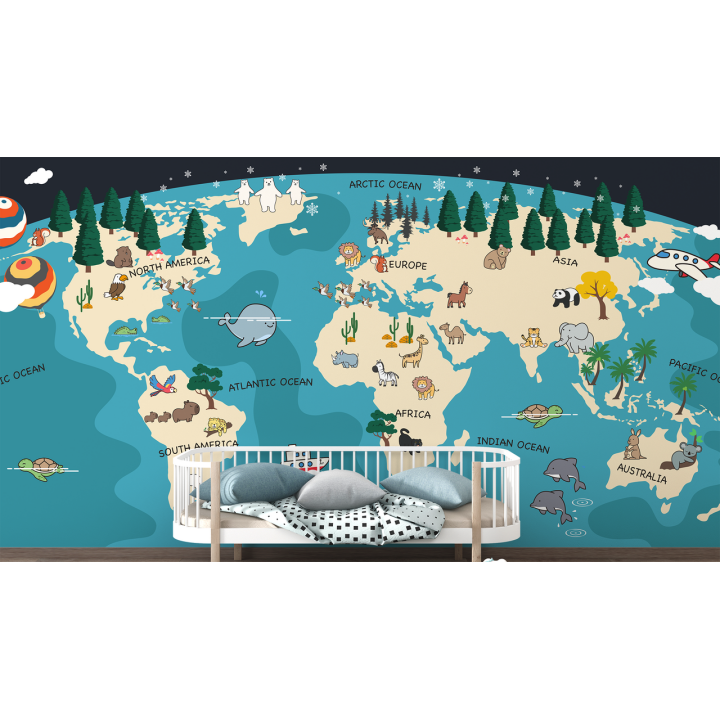 N207 Papier peint La monde et ses animeaux