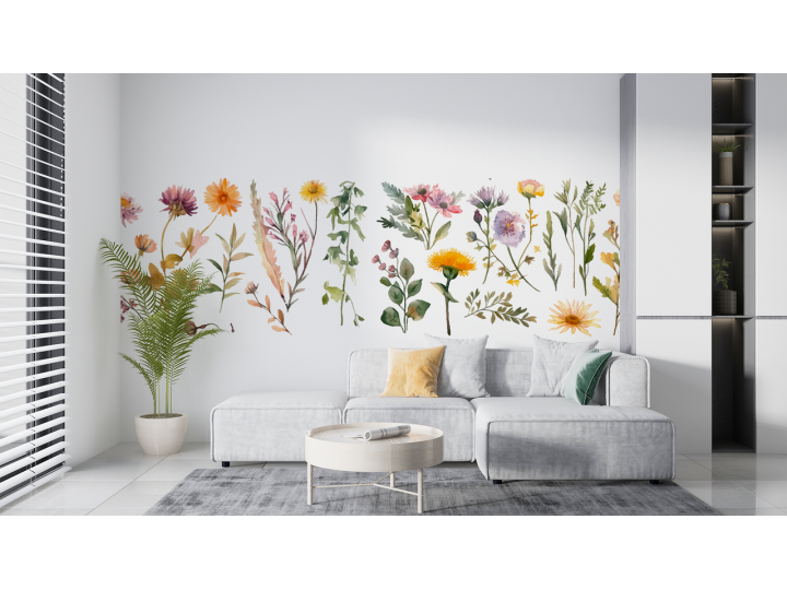 N210 Papier peint Variété de fleur à laquarelle