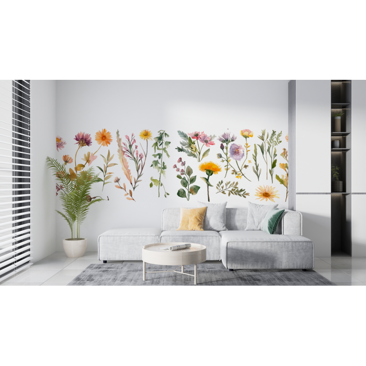 N210 Papier peint Variété de fleur à laquarelle