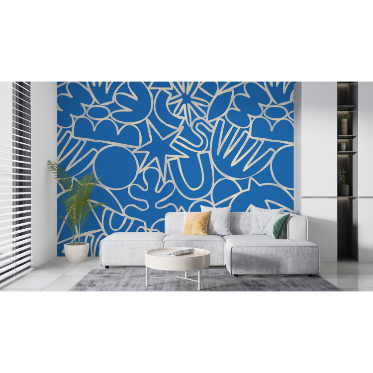 N&deg;219 Papier Peint Formes graphiques bleu