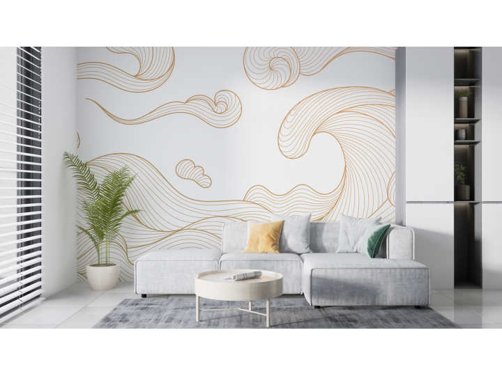 N220 Papier peint Vagues dorées