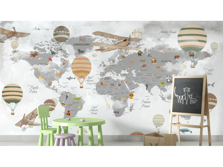 N227 Papier peint La grande carte du monde