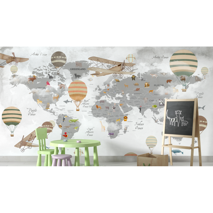 N227 Papier peint La grande carte du monde