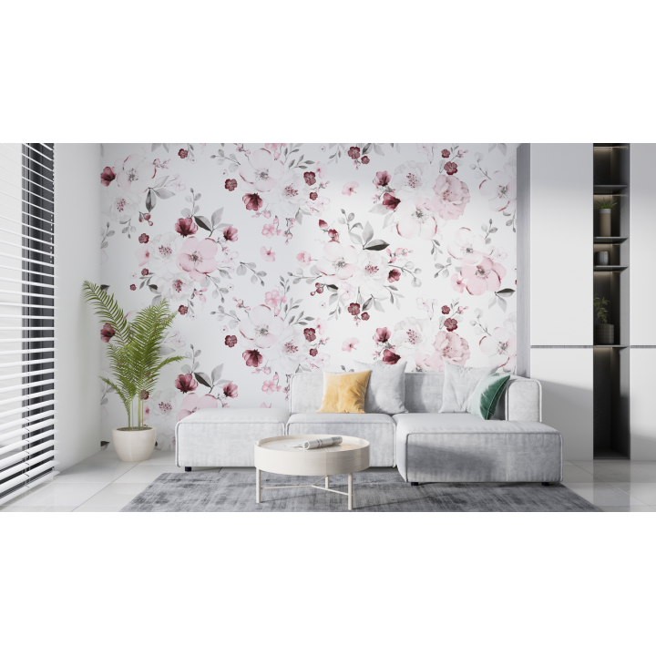 N230 Papier peint Floral Rose Délicat