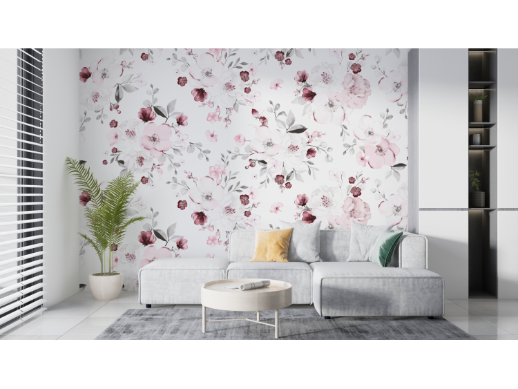 N°230 Papier peint Floral Rose Délicat
