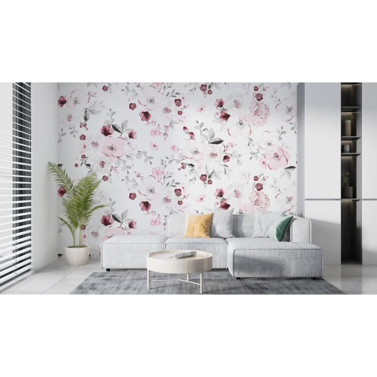N&deg;230 Papier peint Floral Rose D&eacute;licat