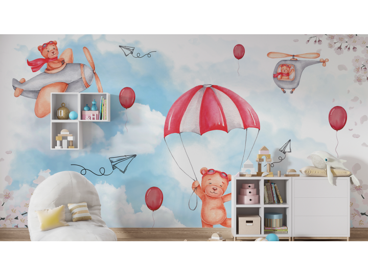 N232 Papier peint Les oursons dans le ciel