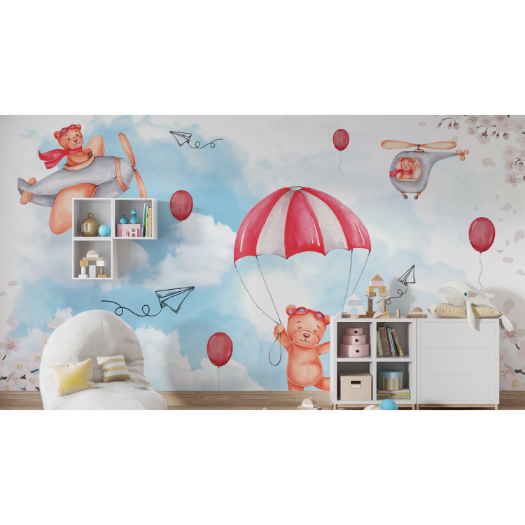 N&deg;232 Papier peint Les oursons dans le ciel