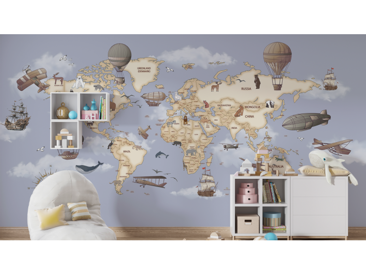 N°234 Papier peint La carte du monde vintage