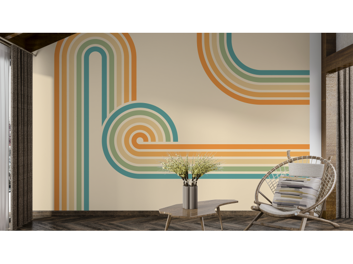 N242 Papier Peint Ligne coloré bauhaus