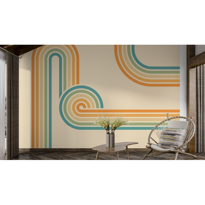N242 Papier Peint Ligne coloré bauhaus
