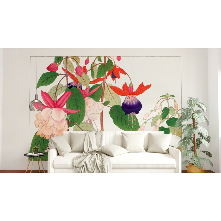 N&deg;246 Papier Peint Composition florale color&eacute;e encadr&eacute;