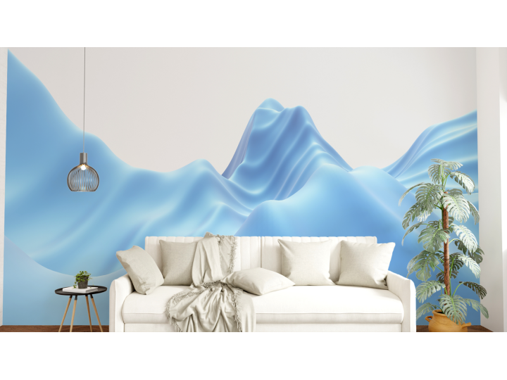 N247 Papier peint Ondes bleues