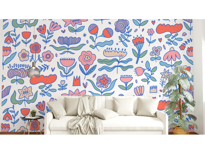 N248 Papier peint Motif de fleur abstraite