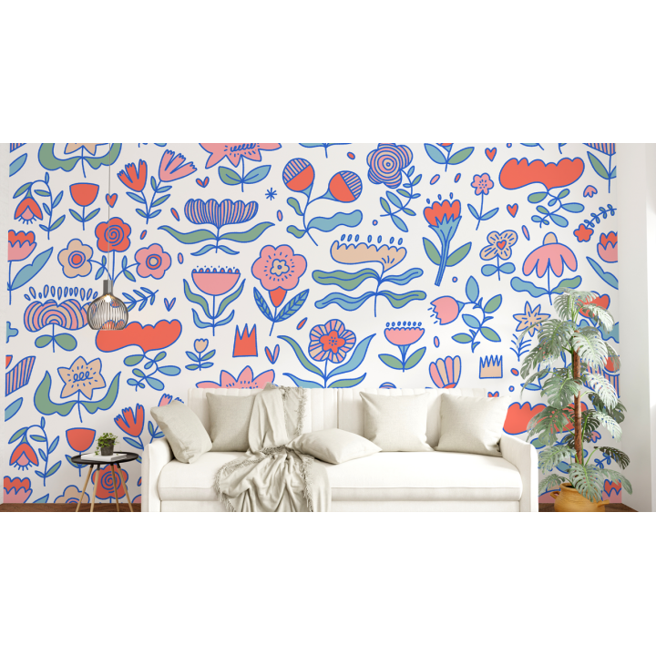 N248 Papier peint Motif de fleur abstraite
