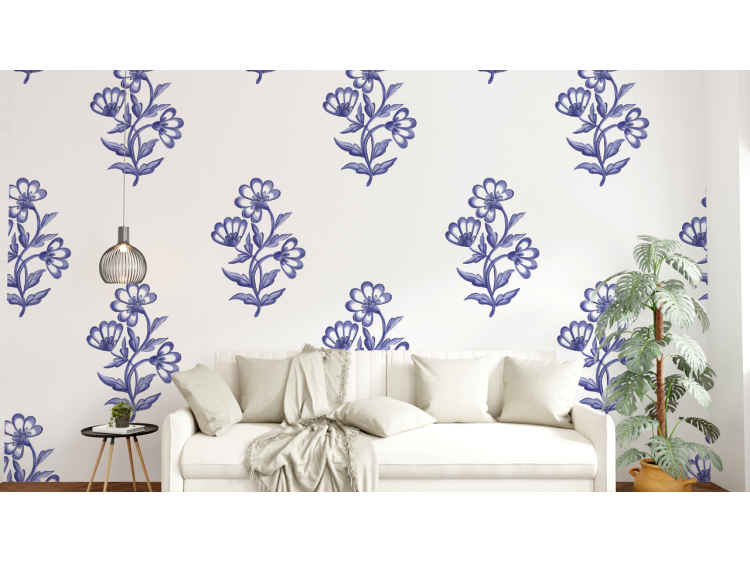 N°249 Papier peint Fleur bleu