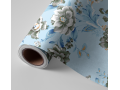 N°250 Papier peint Fleurs grises sur fond bleu
