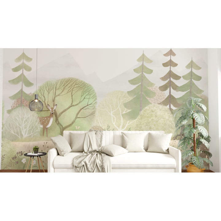 N251 Papier peint La biche de la forêt