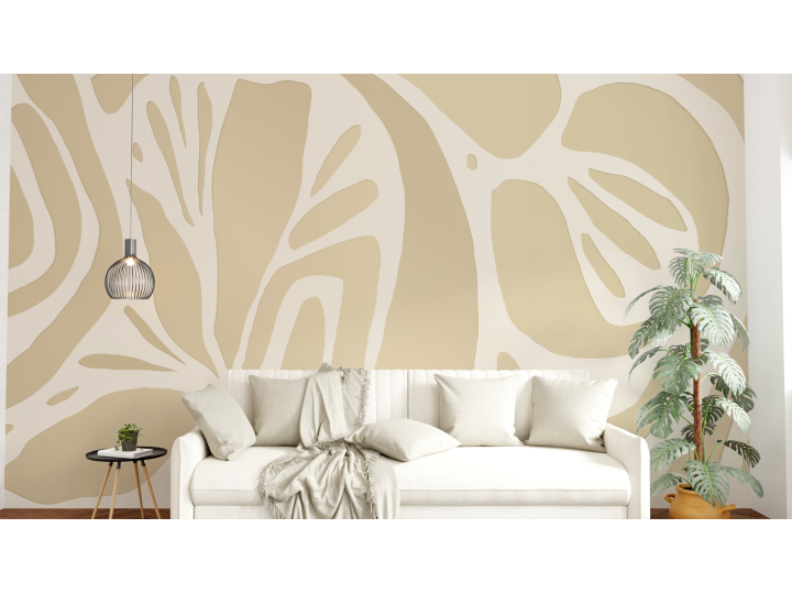 N252 Papier peint Motifs Floraux Beige