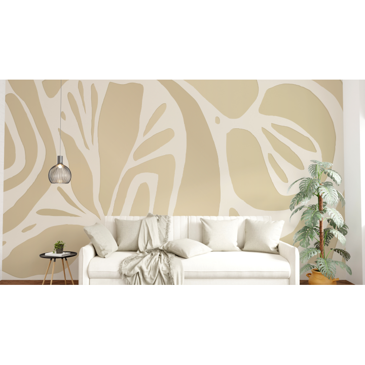 N252 Papier peint Motifs Floraux Beige