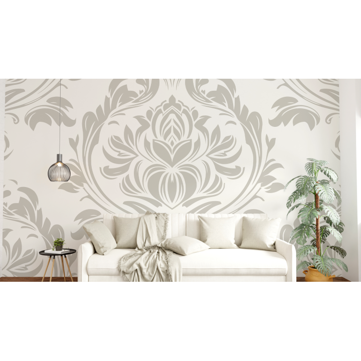N254 Papier Peint Ornement graphique gris