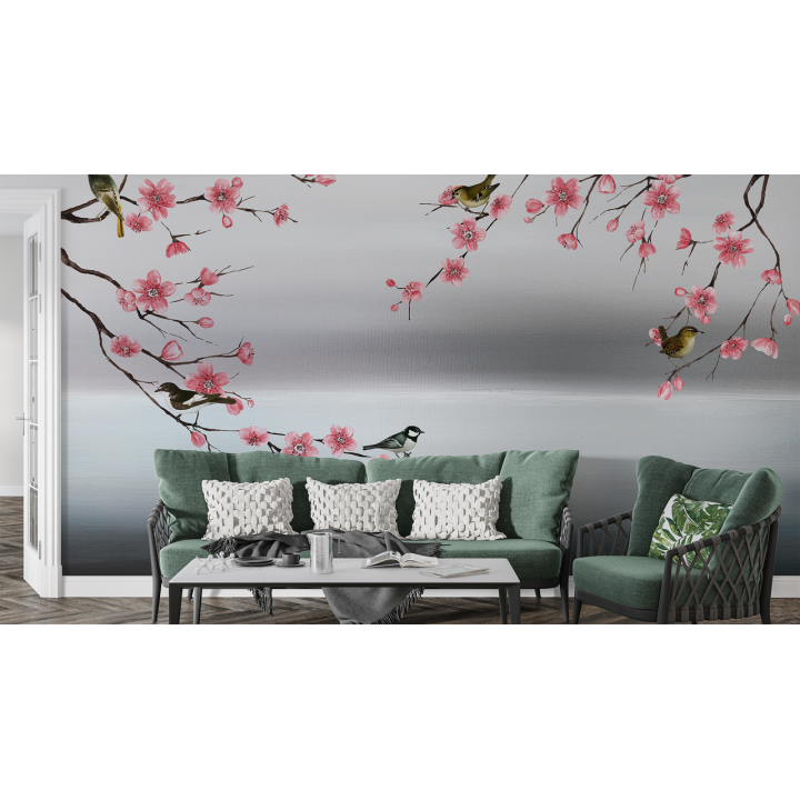N76 Papier peint Fleur rose