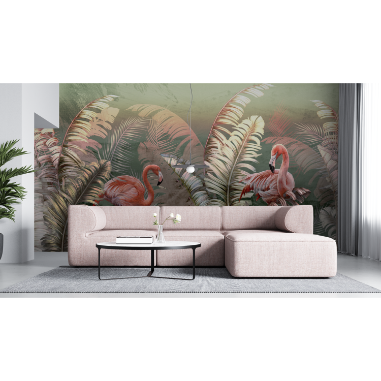 N&deg;86 Papier peint Flamand Rose & Grande feuille de la Jungle